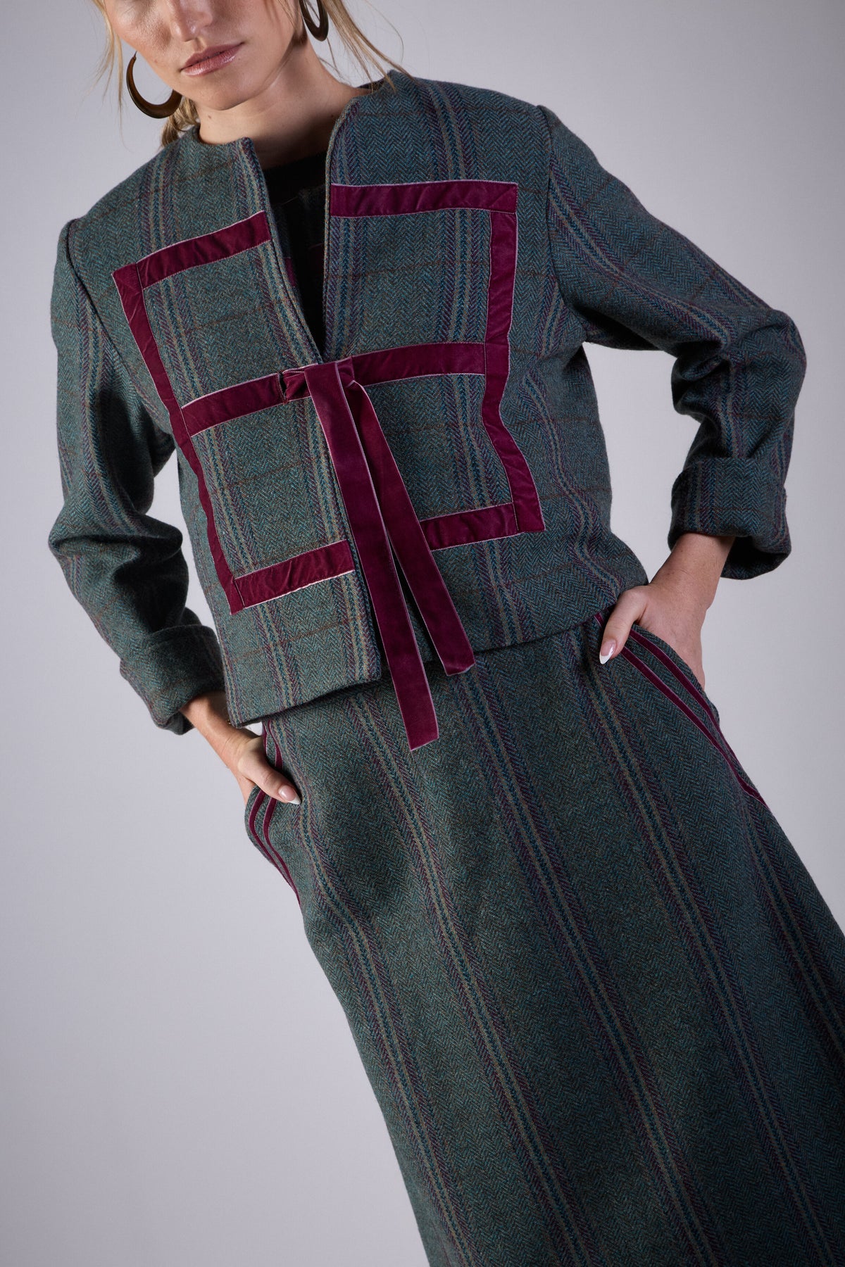 Chaqueta Balmoral Verde/Buganvilla