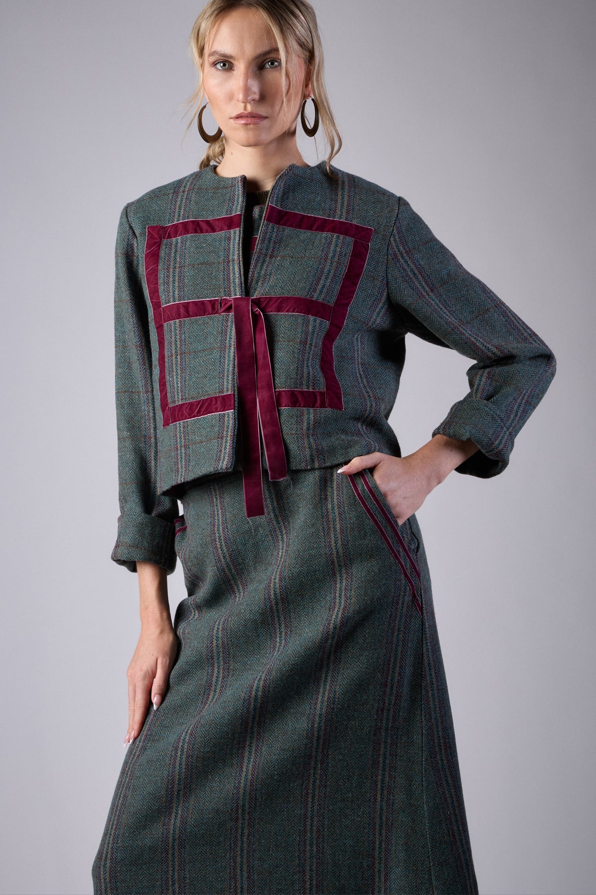 Chaqueta Balmoral Verde/Buganvilla